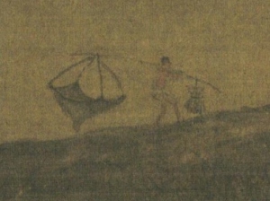A fisherman holding a fish net